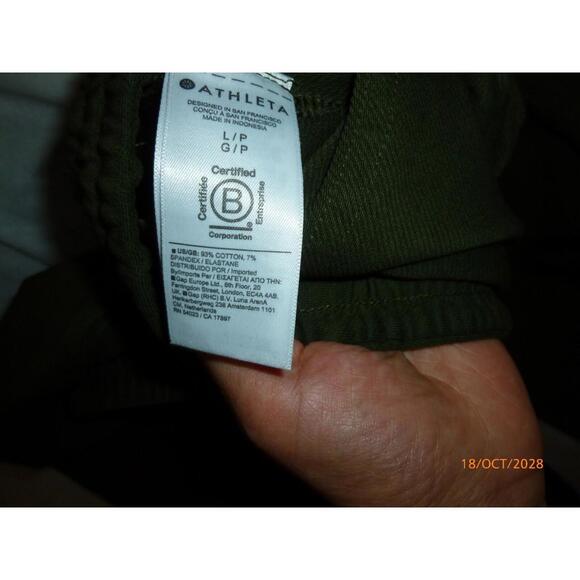 Athleta Pants Womens Khaki Green‎ Cargo Pocket Cropped Cotton Stretch Large L - Picture 6 of 7